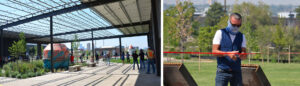 Jeff Shoemaker of the Greenway Foundation cuts the ribbon to open Denver's RiNo Art Park
