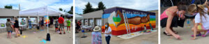 Public Outreach event during covid for a project in Lafayette, CO, included a mural being painted on the side of a building and opportunities for visitors to talk to the project team.